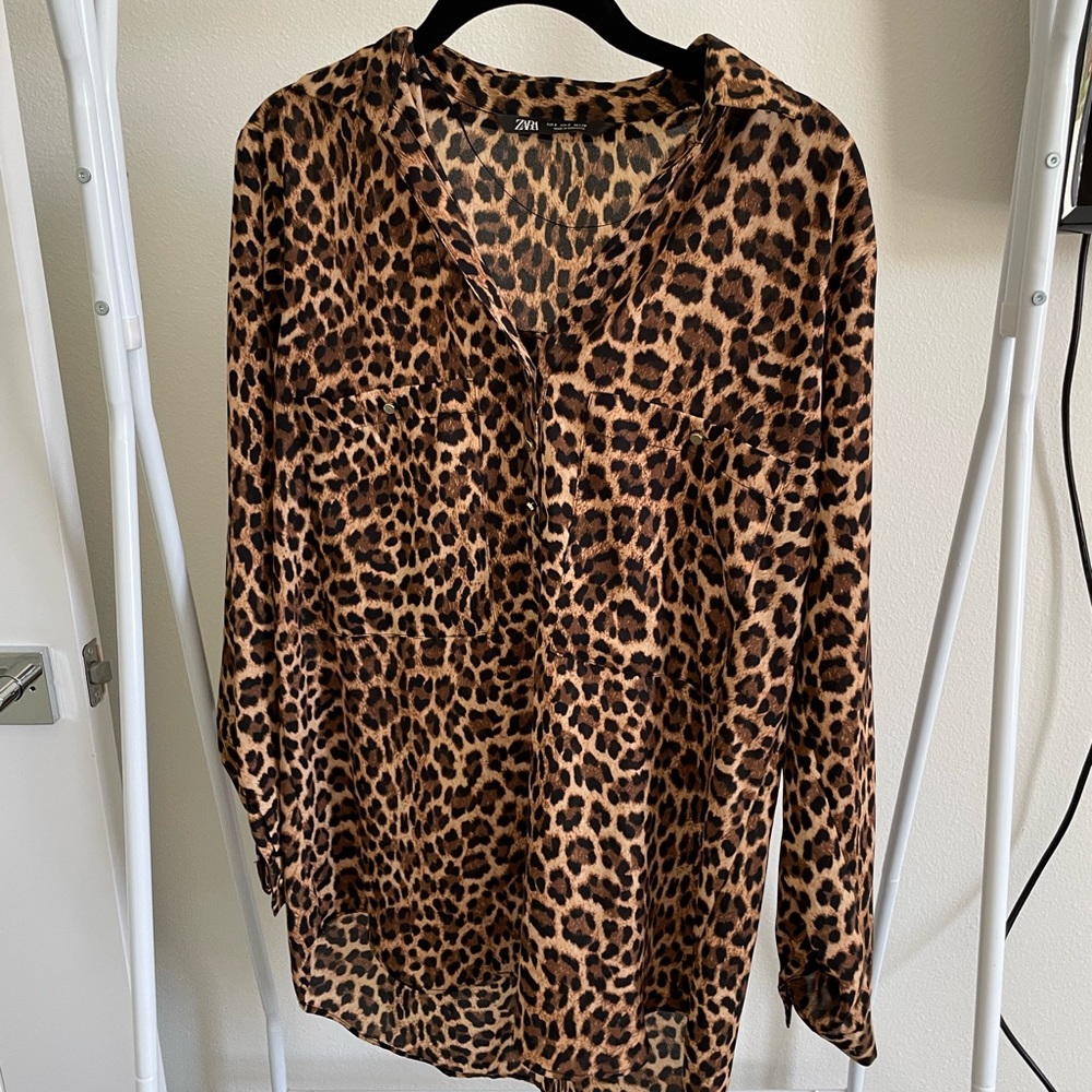 Zara cheetah print blouse